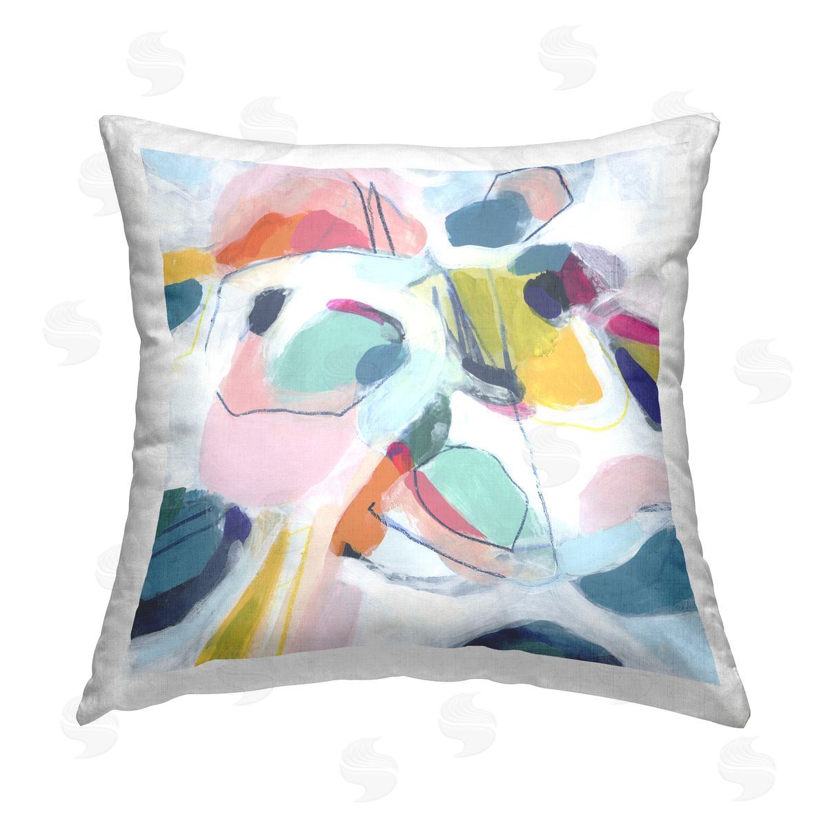 June Erica Vess Whimsical Shapes Abstraction Printed Plush Polyester Throw Pillow