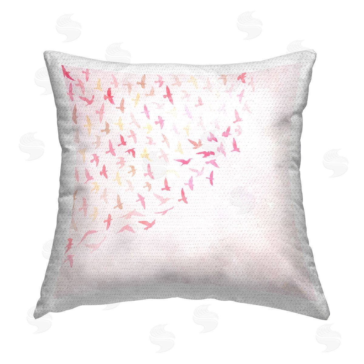 Carrie Cantwell Fluttering Pink Birds Outdoor Quick-Dry Polyester Printed Throw Pillow