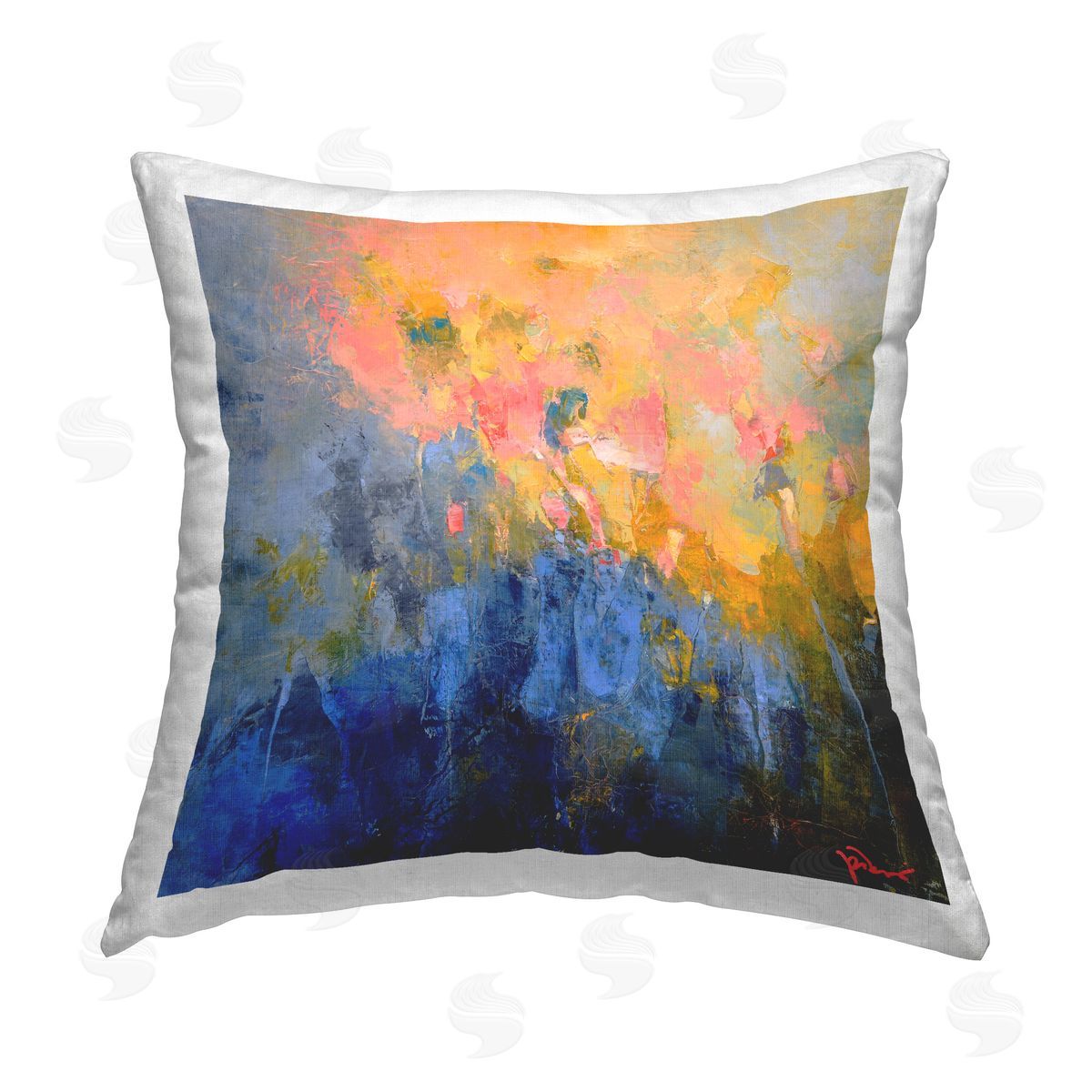 Patrick Dennis Radiant Abstract Impression Printed Plush Polyester Throw Pillow