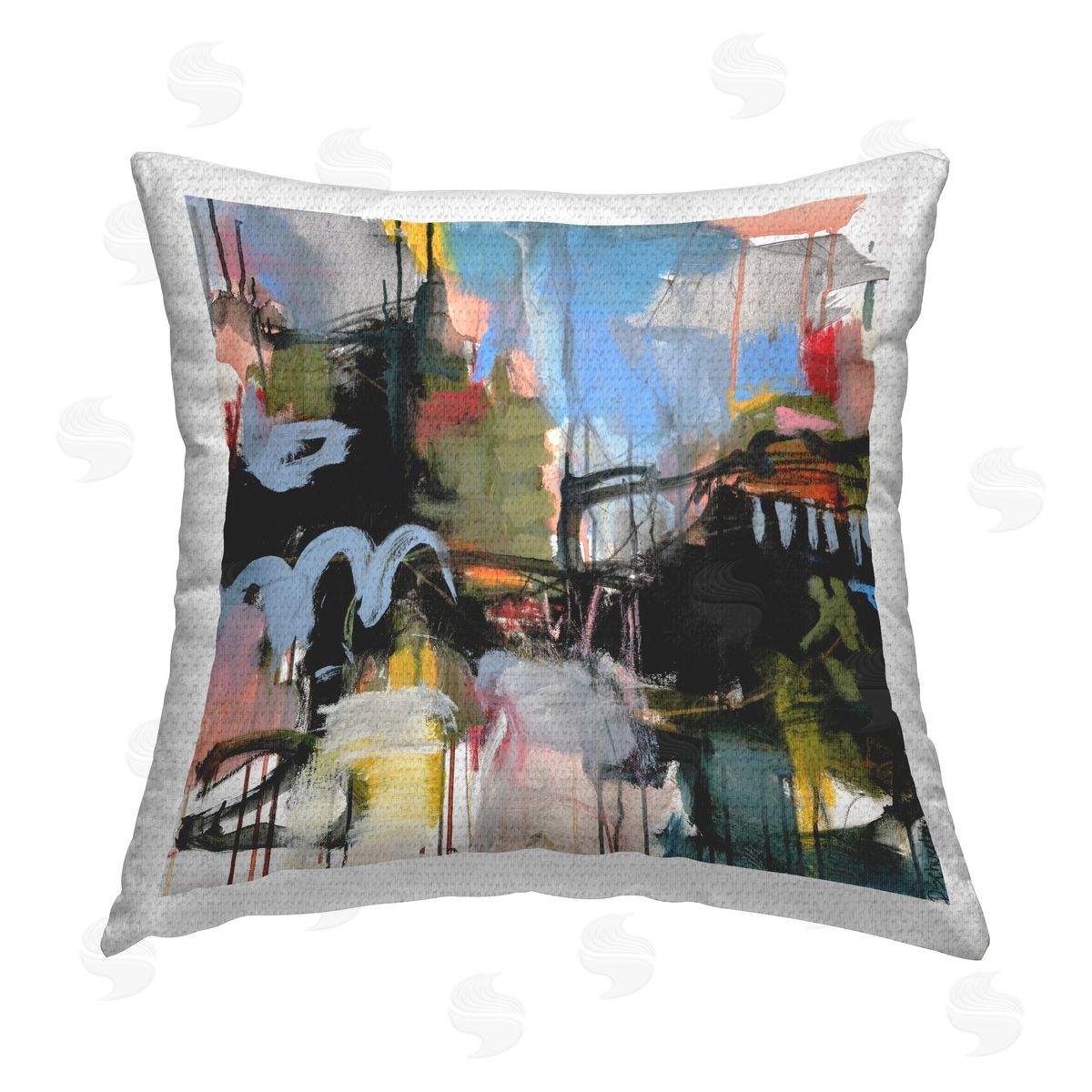 Deanna Schuerbeke Chaotic Industrial Abstract Outdoor Quick-Dry Polyester Printed Throw Pillow