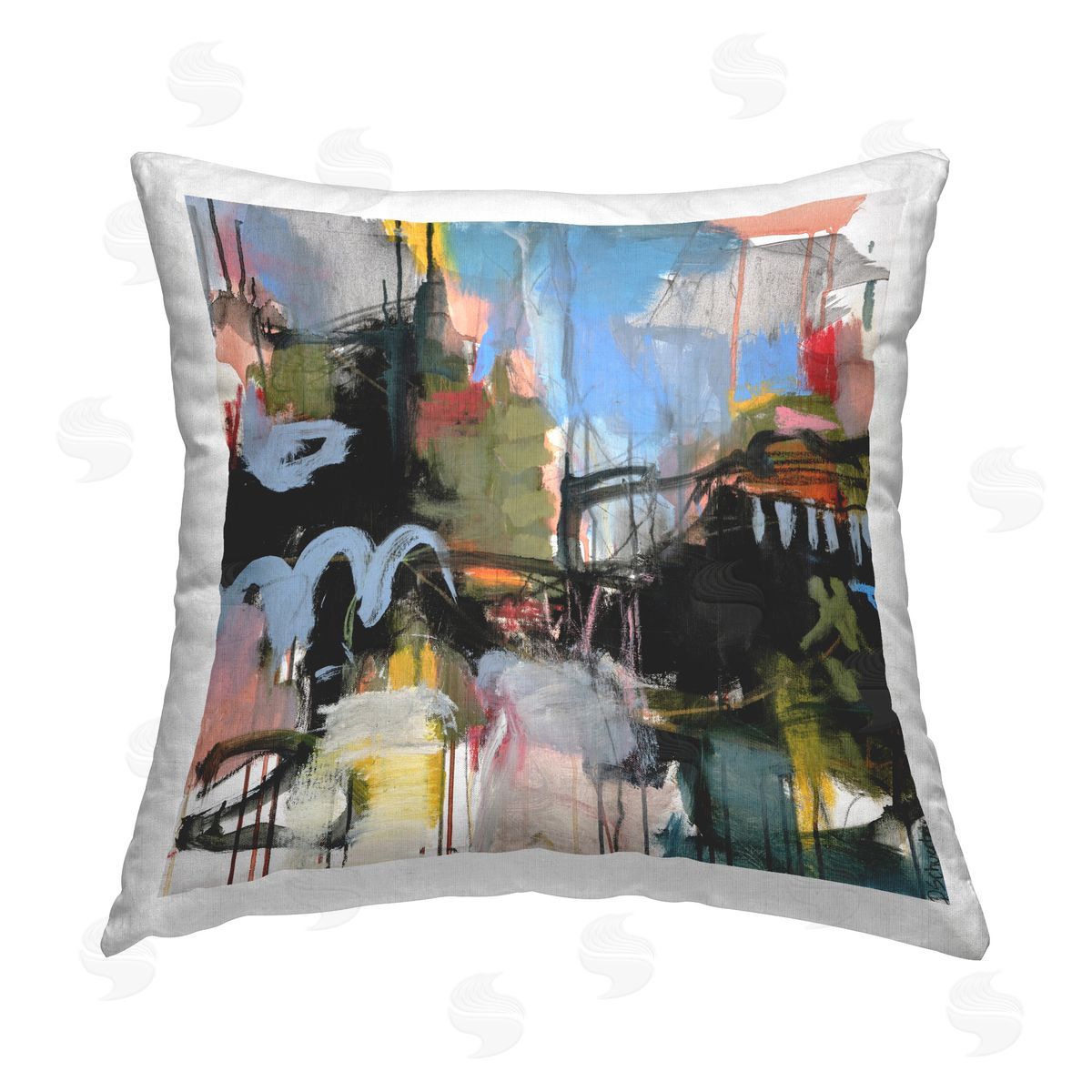 Deanna Schuerbeke Chaotic Industrial Abstract Printed Plush Polyester Throw Pillow
