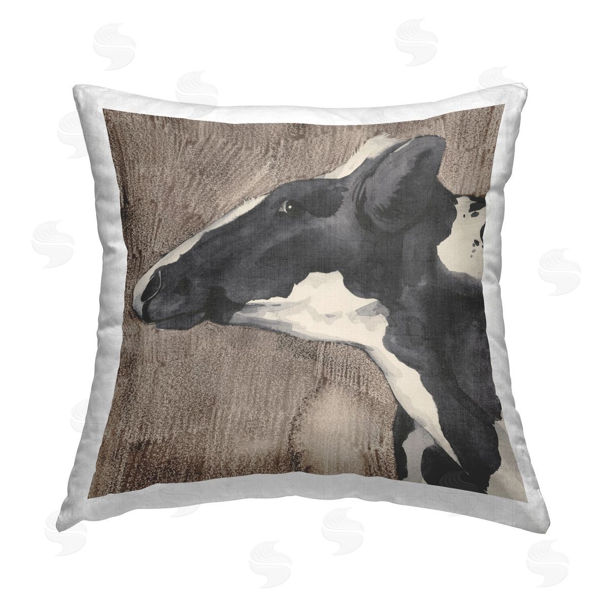 Grace Popp Rustic Cow Looking Left Printed Plush Polyester Throw Pillow