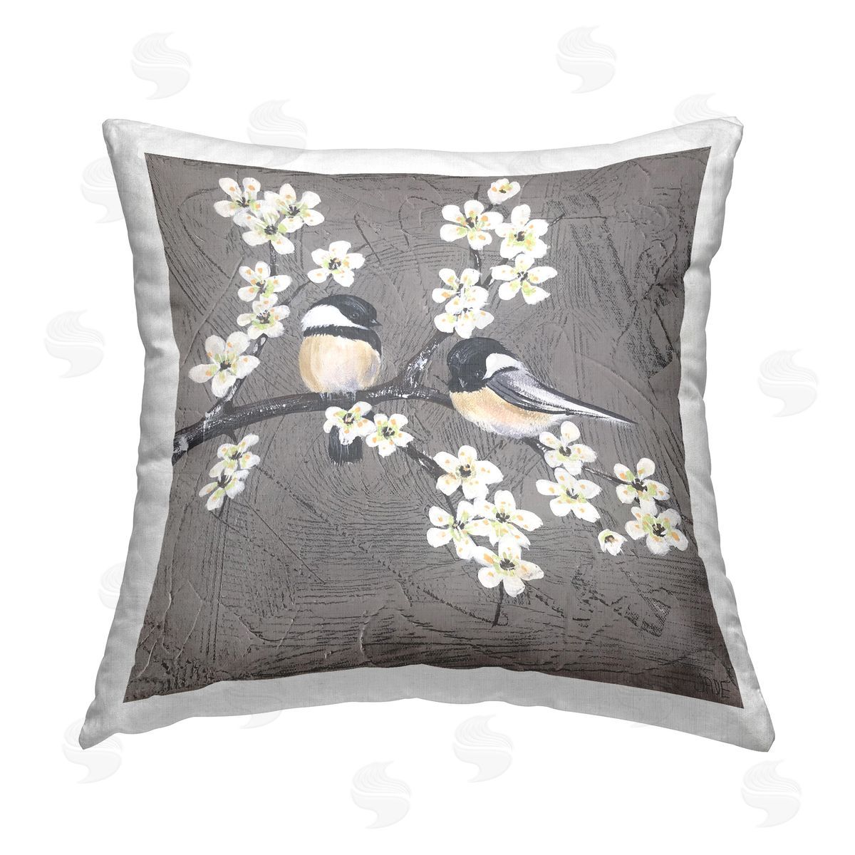 Jade Reynolds Bird Pair on Branch Printed Plush Polyester Throw Pillow