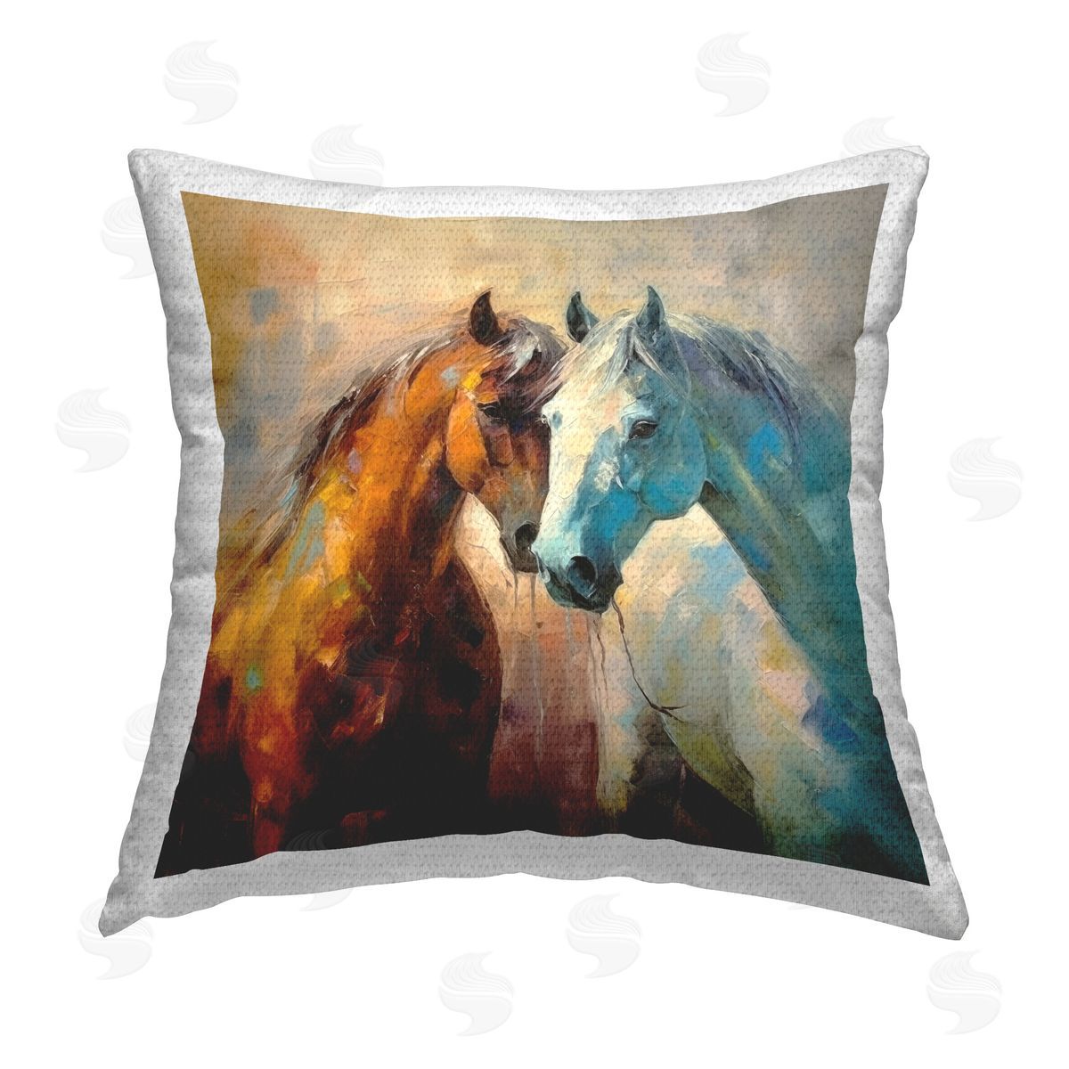 Irena Orlov Painterly Horse Pair Outdoor Quick-Dry Polyester Printed Throw Pillow