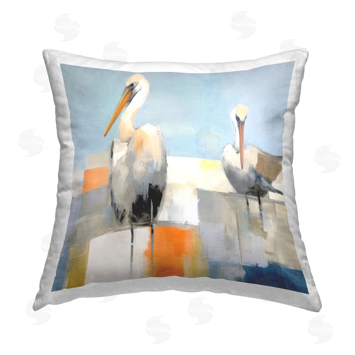 Irena Orlov Nautical Pelicans Abstract Printed Plush Polyester Throw Pillow