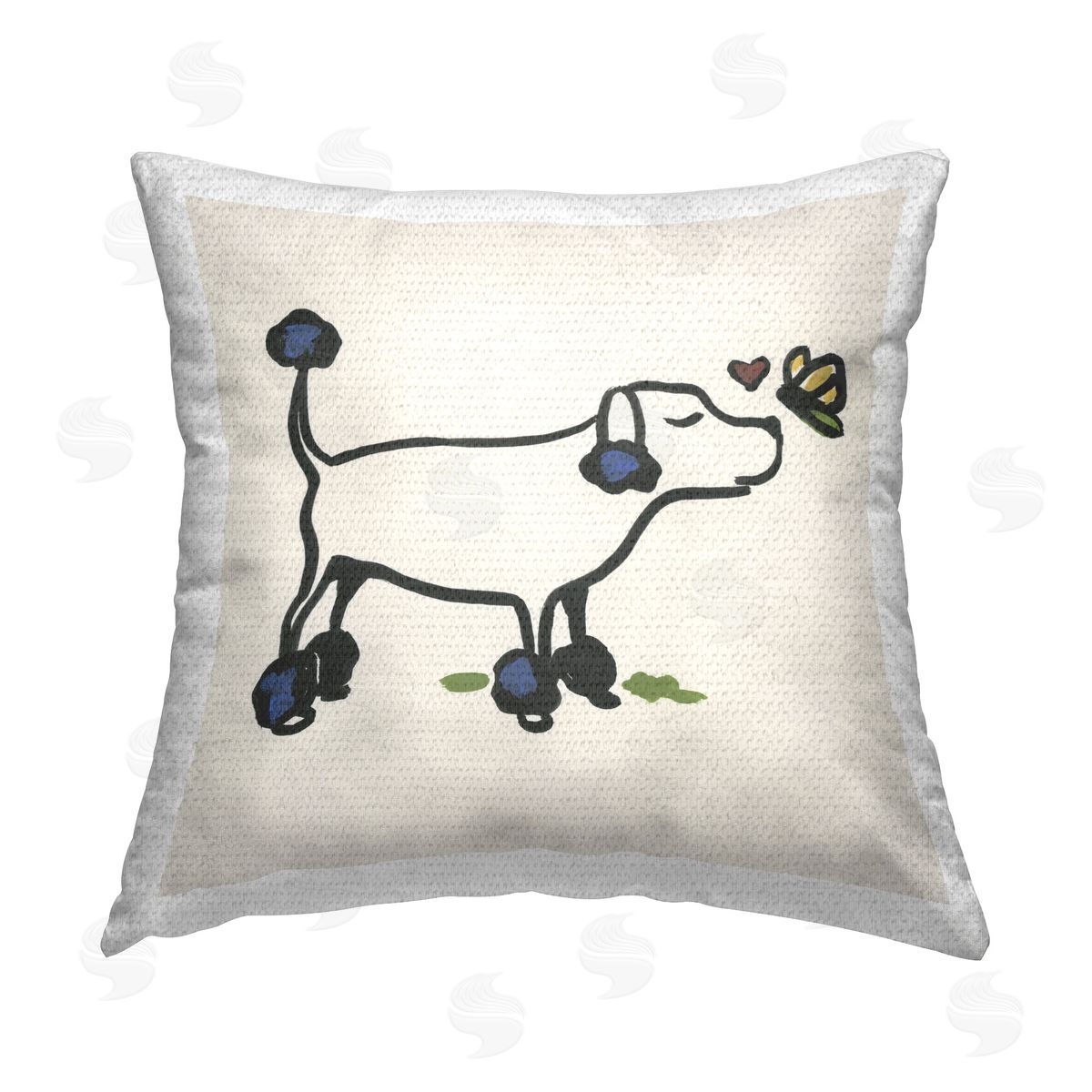 June Erica Vess Dog & Butterfly Outdoor Quick-Dry Polyester Printed Throw Pillow