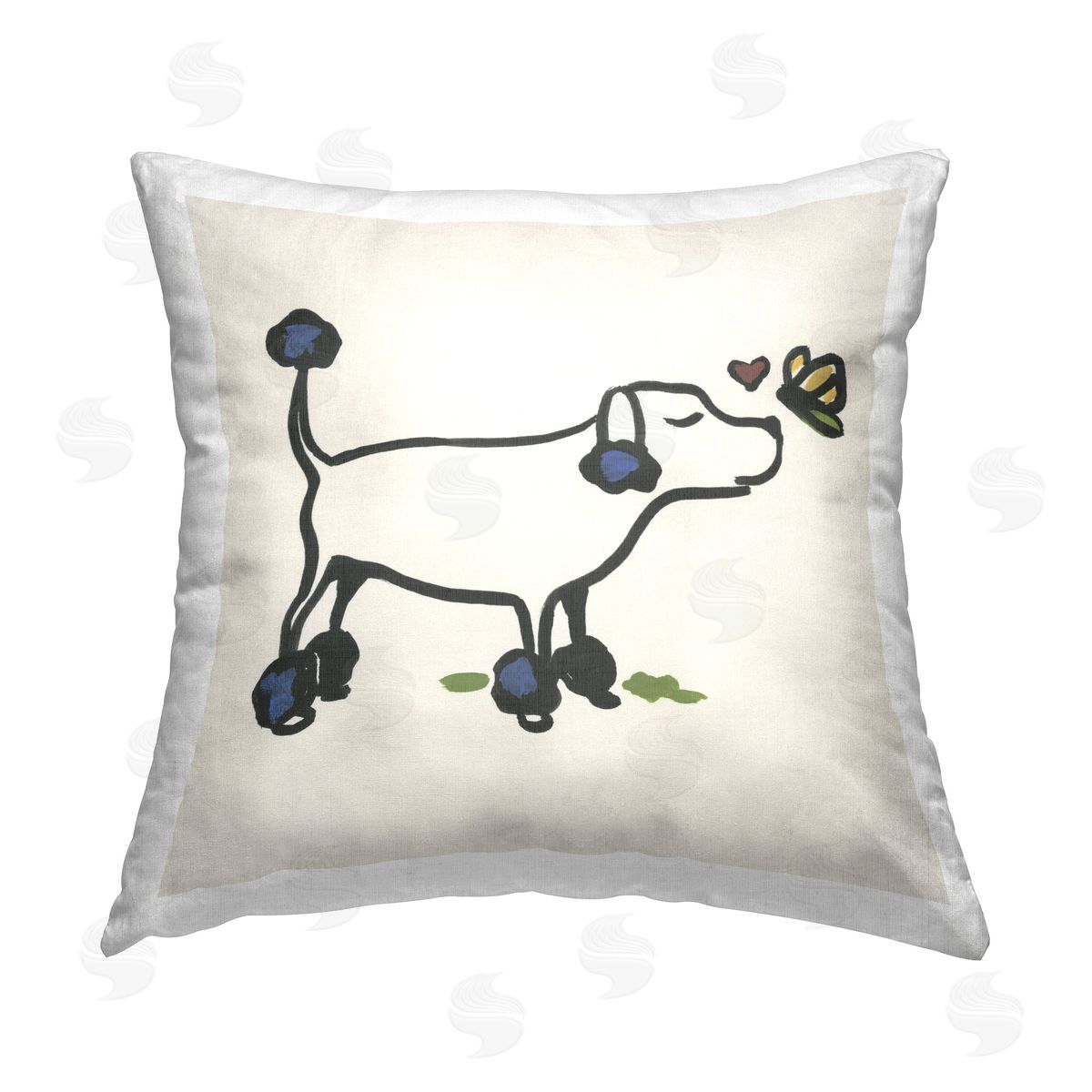 June Erica Vess Dog & Butterfly Printed Plush Polyester Throw Pillow
