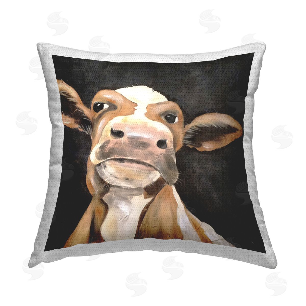 Jade Reynolds Country Cow on Black Outdoor Quick-Dry Polyester Printed Throw Pillow