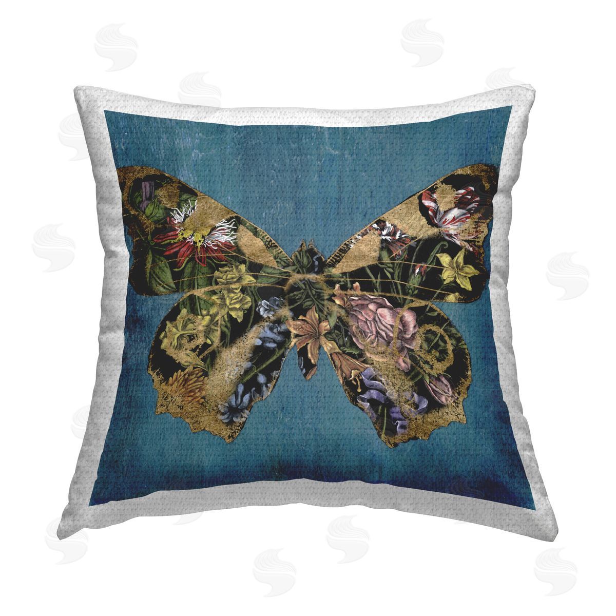 Naomi McCavitt Vintage Floral Butterfly Outdoor Quick-Dry Polyester Printed Throw Pillow