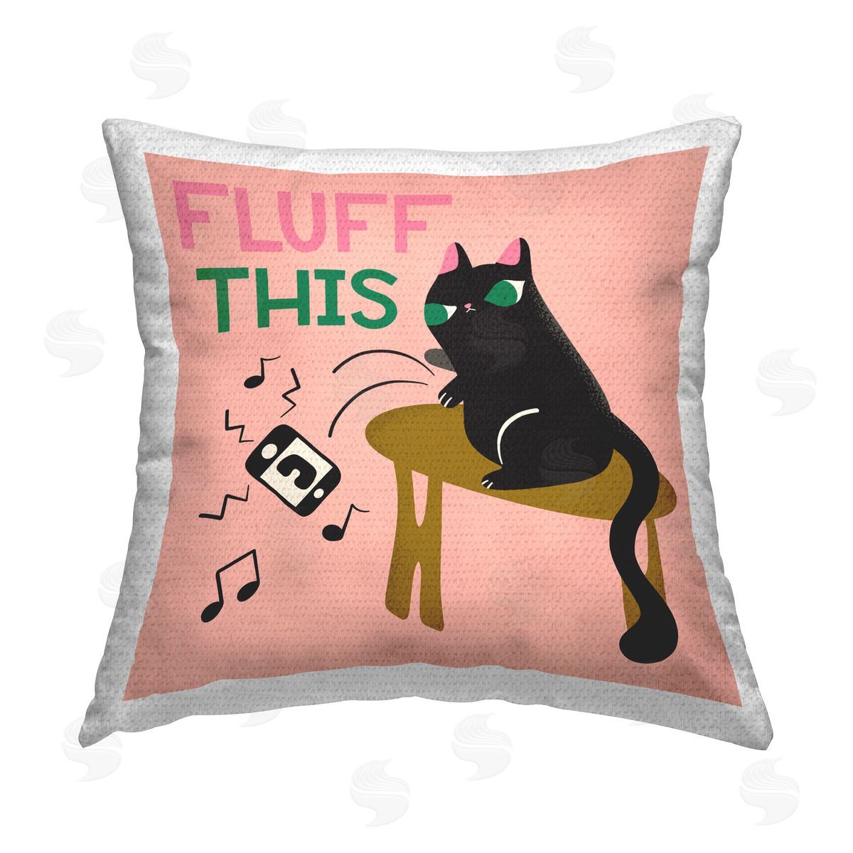 Carrie Cantwell Fluff This Angry Cat Outdoor Quick-Dry Polyester Printed Throw Pillow