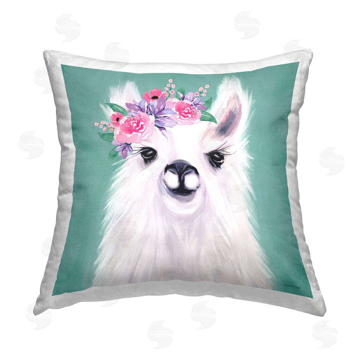 Elizabeth Tyndall Fluffy Floral Alpaca Printed Plush Polyester Throw Pillow