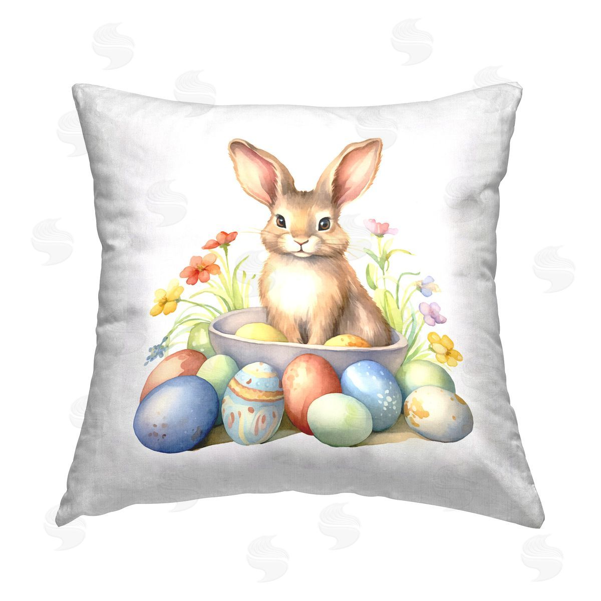 Andrea Haase Easter Bunny & Eggs Printed Plush Polyester Throw Pillow