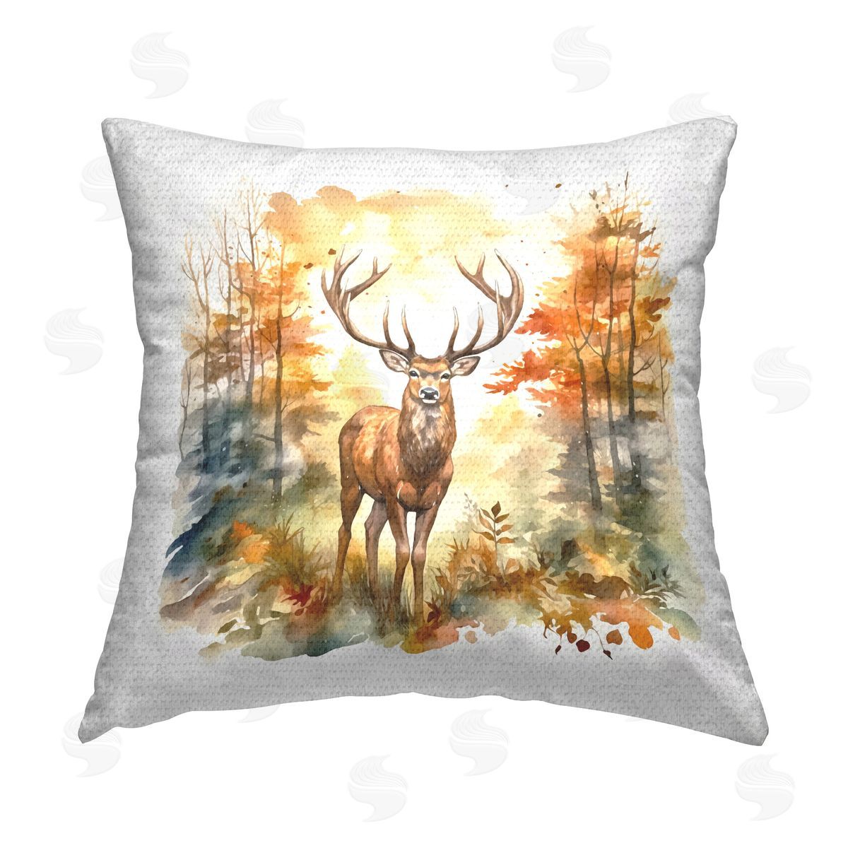 Andrea Haase Autumn Forest Stag Outdoor Quick-Dry Polyester Printed Throw Pillow