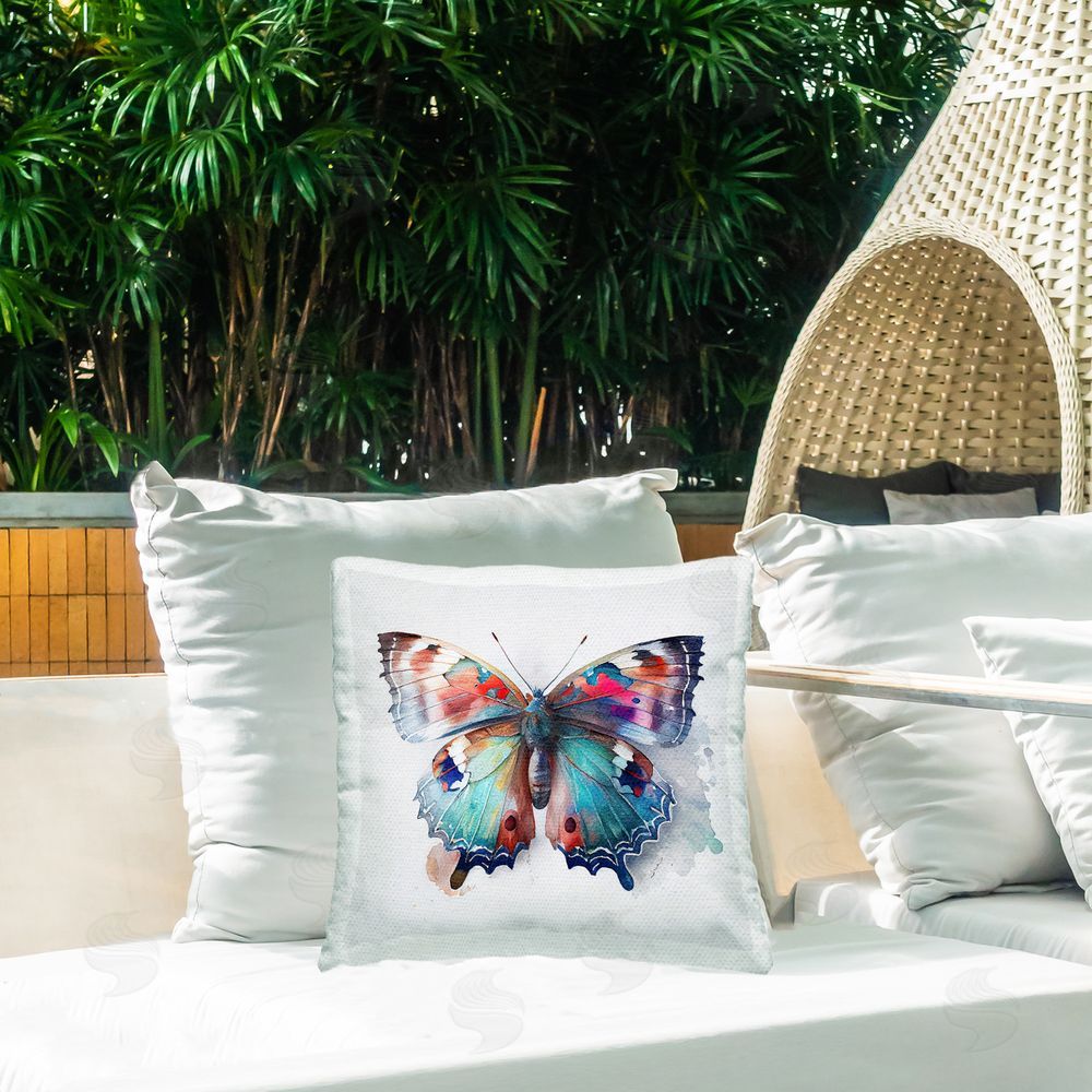 Incado Modern Splash Butterfly Outdoor Quick-Dry Polyester Printed Throw Pillow in Back Yard