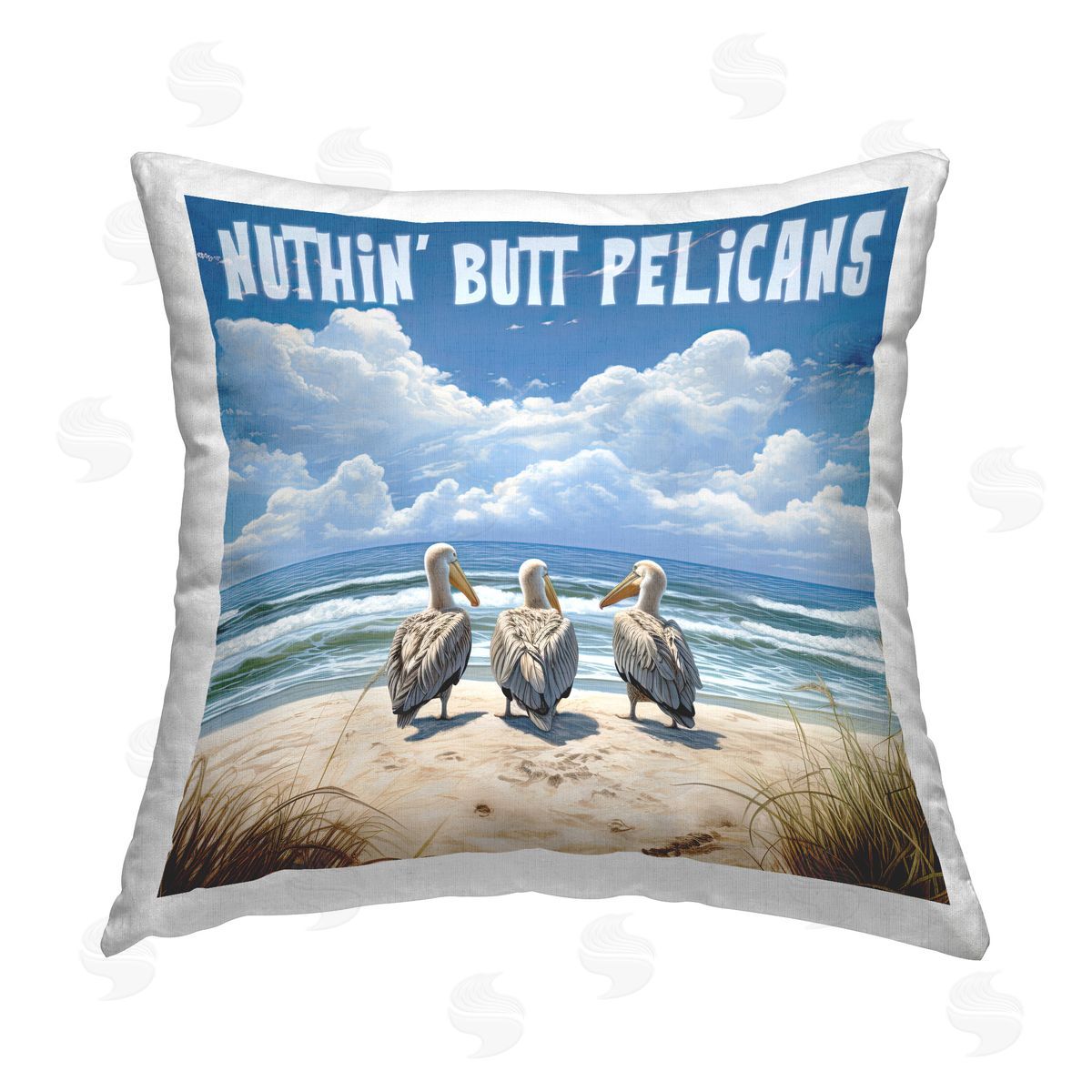 Jim Baldwin Nuthin' Butt Pelicans Printed Plush Polyester Throw Pillow