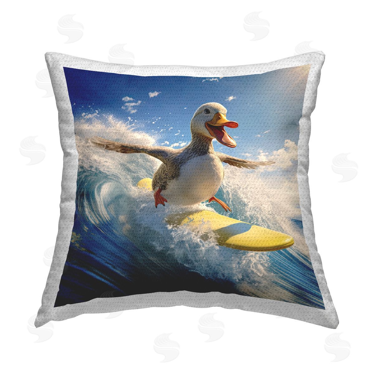Jim Baldwin Happy Surfing Duck Outdoor Quick-Dry Polyester Printed Throw Pillow