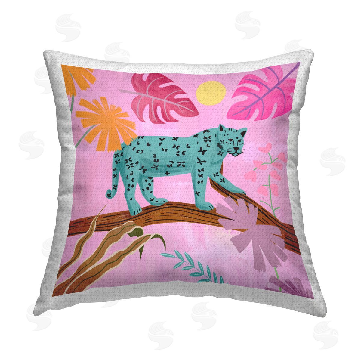 Juliet Rose Philips Patterned Leopard on Branch Outdoor Quick-Dry Polyester Printed Throw Pillow