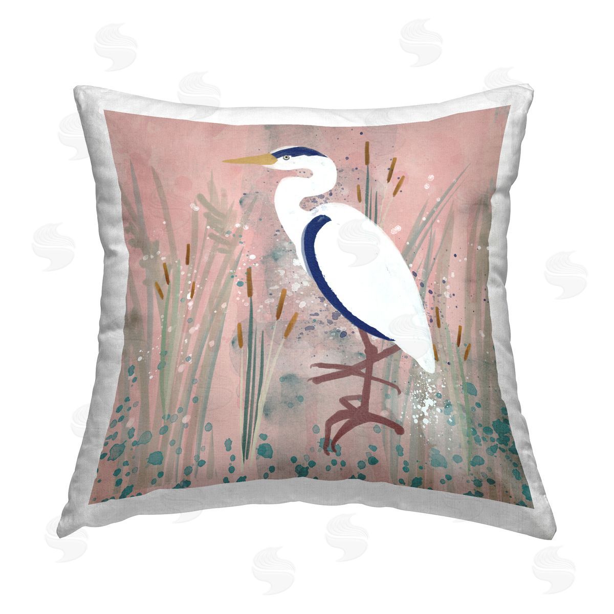 Juliet Rose Philips Coastal White Bird Printed Plush Polyester Throw Pillow