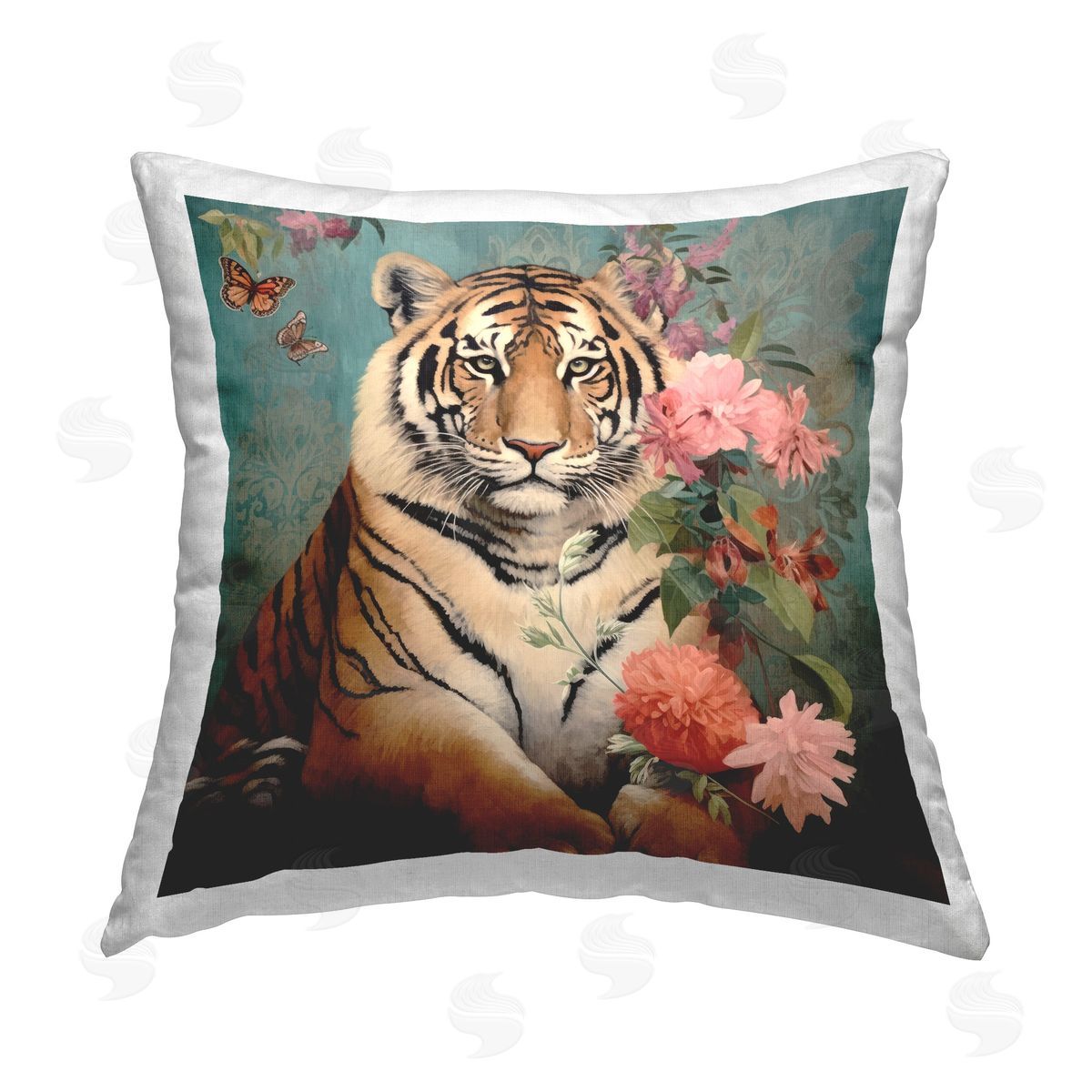 Lazar Studio Wild & Regal Tiger Printed Plush Polyester Throw Pillow