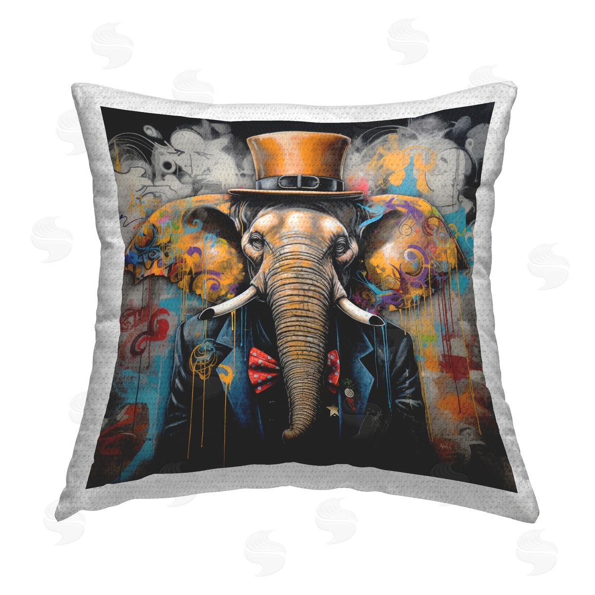 Lazar Studio Urban Graffiti Elephant Outdoor Quick-Dry Polyester Printed Throw Pillow
