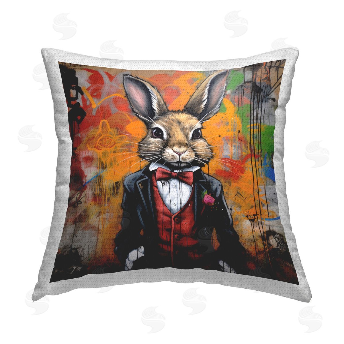 Lazar Studio Urban Graffiti Rabbit Outdoor Quick-Dry Polyester Printed Throw Pillow