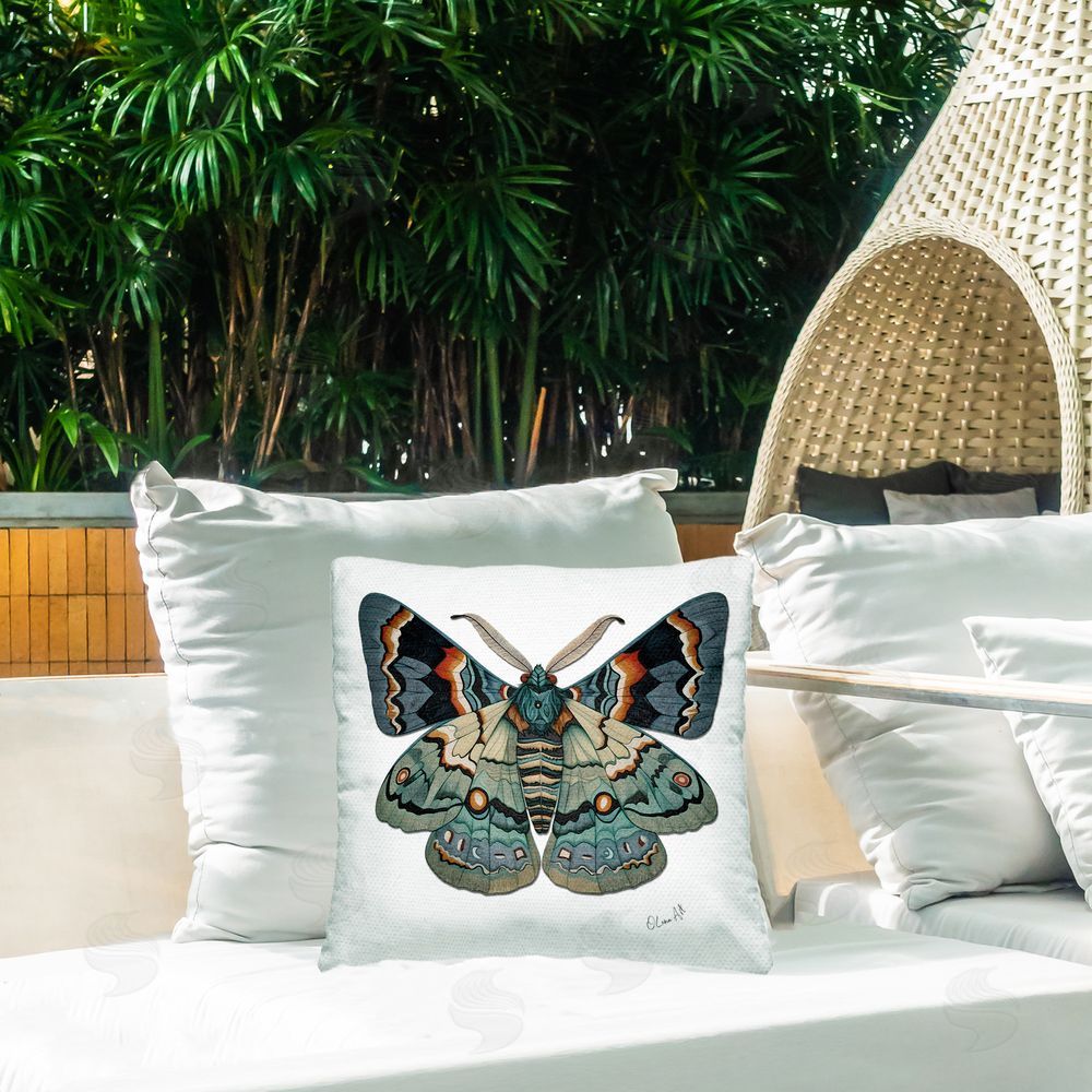 Lena Owens Symbol Of Change Moth Outdoor Quick-Dry Polyester Printed Throw Pillow in Back Yard