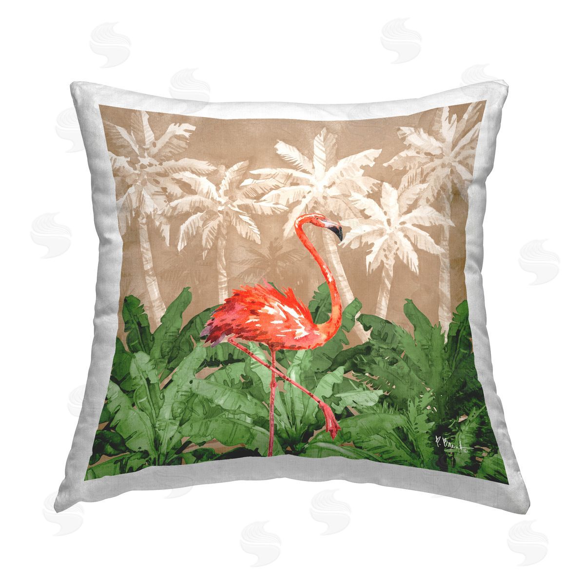 Paul Brent Jungle Life Flamingo Printed Plush Polyester Throw Pillow
