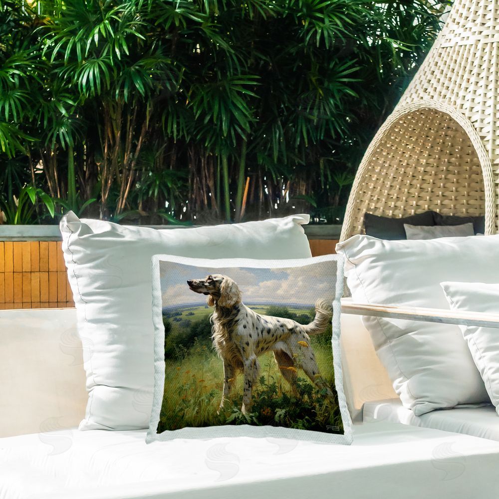 Roozbeh Bahramali Dalmatian Dog in Countryside Outdoor Quick-Dry Polyester Printed Throw Pillow in Back Yard