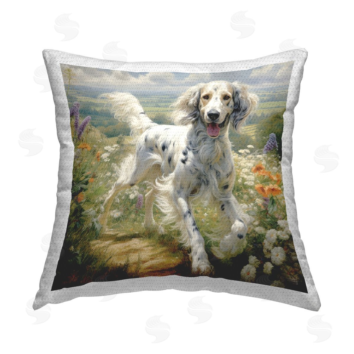 Roozbeh Bahramali Trotting Dog Landscape Outdoor Quick-Dry Polyester Printed Throw Pillow