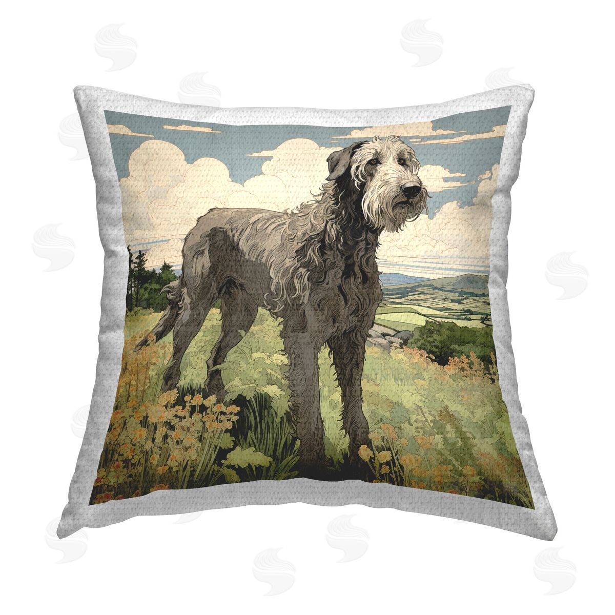 Roozbeh Bahramali Countryside Landscape Dog Outdoor Quick-Dry Polyester Printed Throw Pillow