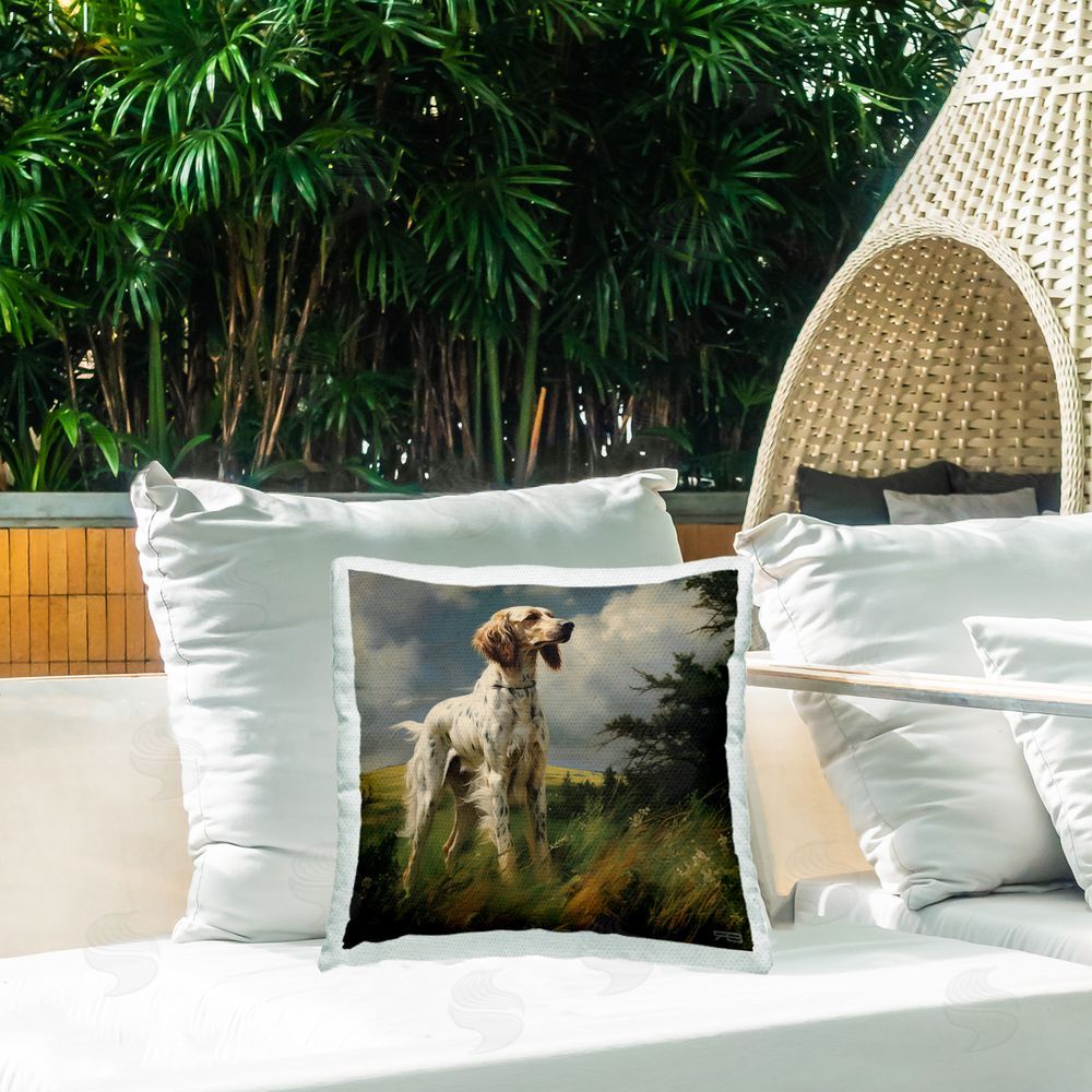 Roozbeh Bahramali Windswept Country Dog Outdoor Quick-Dry Polyester Printed Throw Pillow in Back Yard