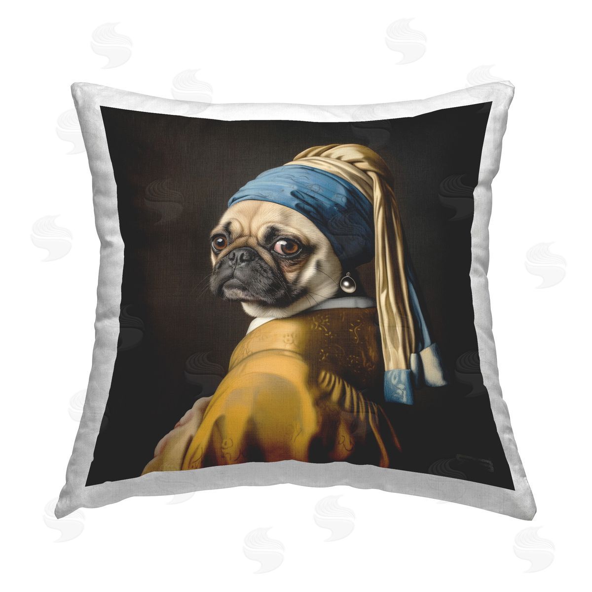 Roozbeh Bahramali Pearl Earring Classic Dog Printed Plush Polyester Throw Pillow
