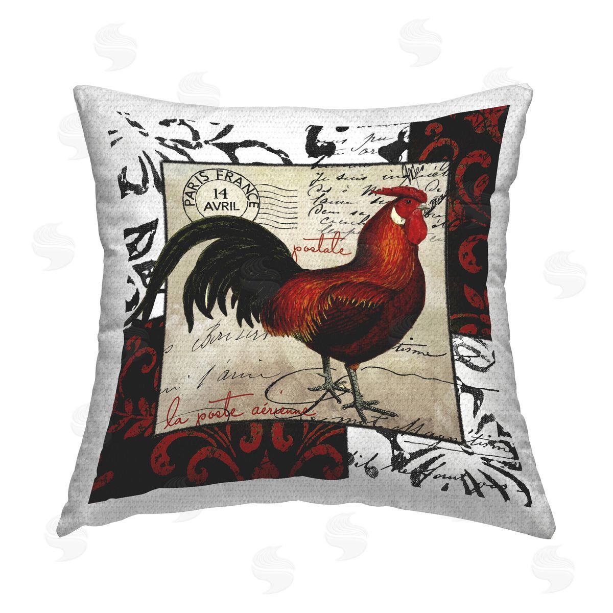 Sasha Rooster & Vintage Post Outdoor Quick-Dry Polyester Printed Throw Pillow