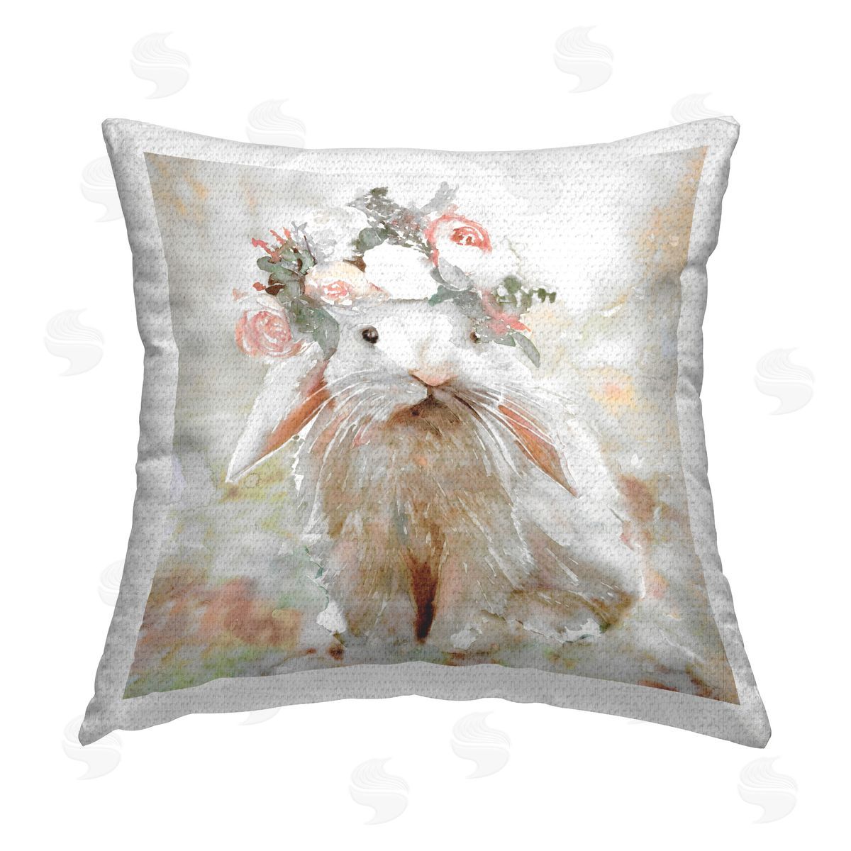 Stellar Design Studio Spring Floral Bunny Outdoor Quick-Dry Polyester Printed Throw Pillow