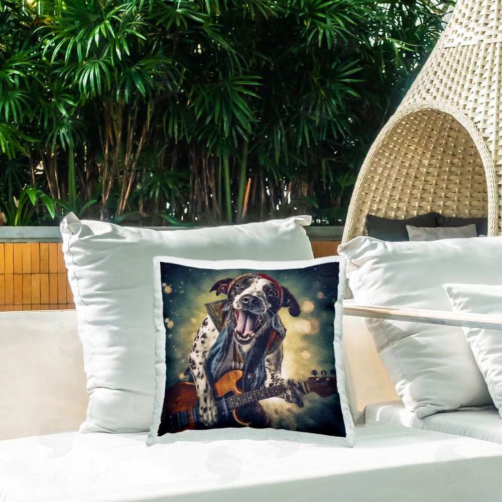 Sean Parnell Musician Dog Singing Outdoor Quick-Dry Polyester Printed Throw Pillow in Back Yard
