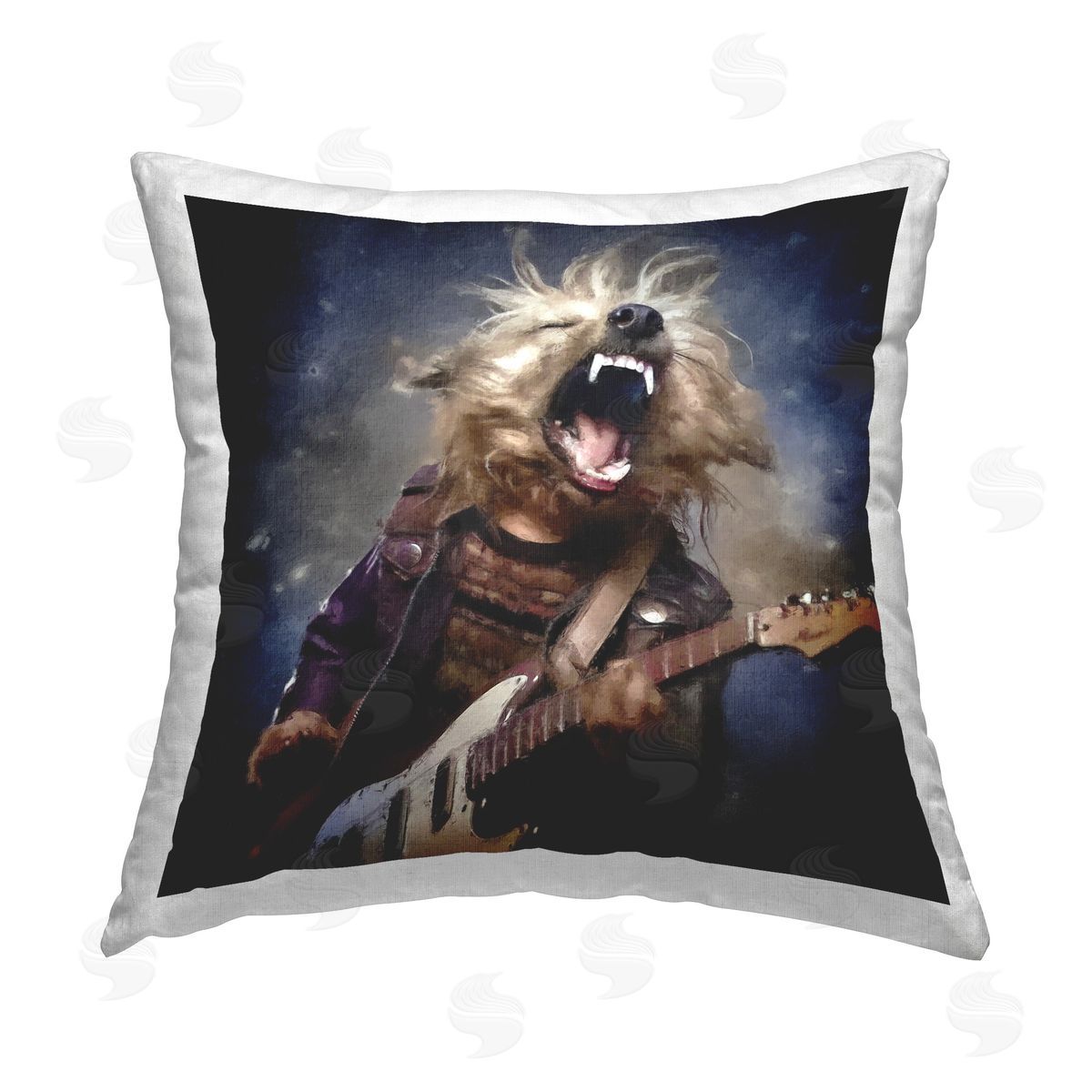 Sean Parnell Fun Musician Terrier Printed Plush Polyester Throw Pillow
