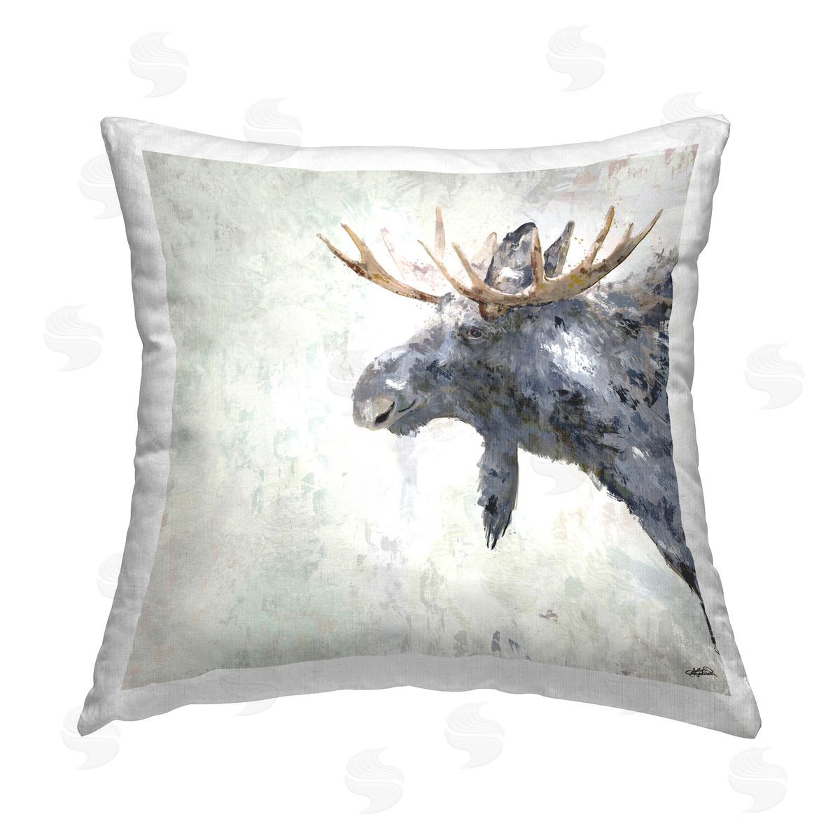 Sally Kaye Barlow/Makaio Design Rustic Moose View Printed Plush Polyester Throw Pillow