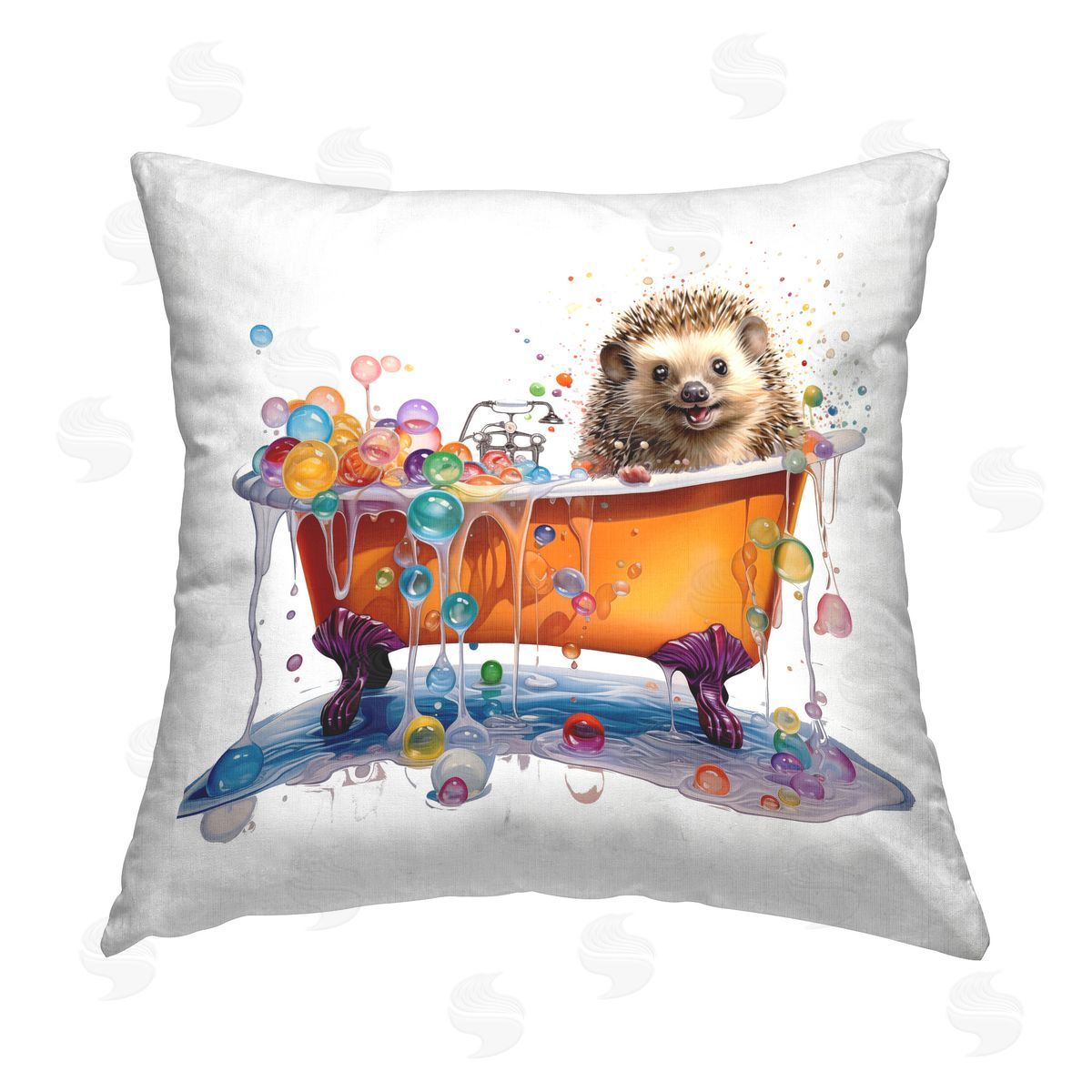 MB Cunningham Happy Hedgehog Bubble Bath Printed Plush Polyester Throw Pillow