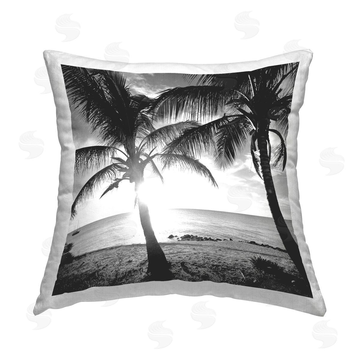 Susan Bryant Sunlit Palm Silhouettes Printed Plush Polyester Throw Pillow