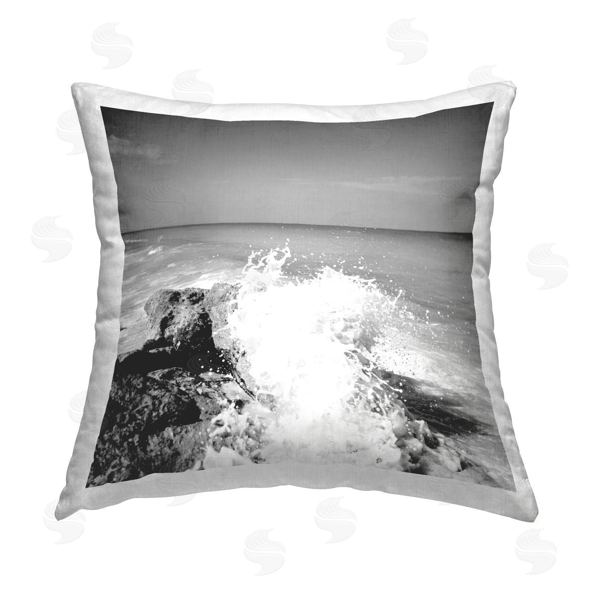 Susan Bryant Splashing Rough Waters Printed Plush Polyester Throw Pillow