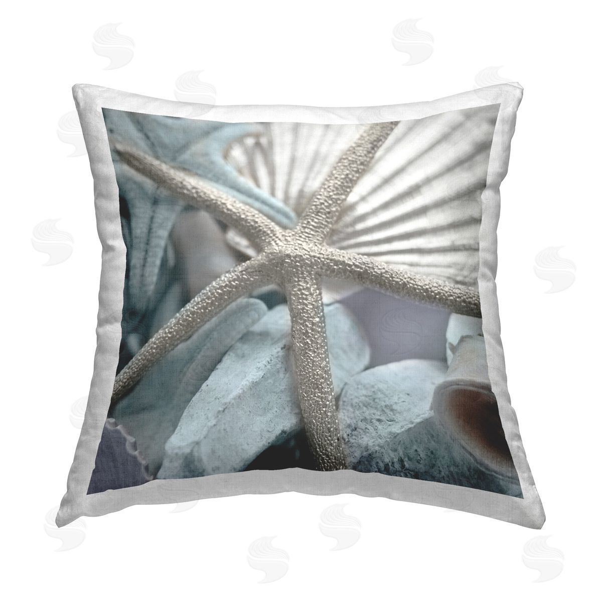 Susan Bryant Seashells & Starfish Printed Plush Polyester Throw Pillow