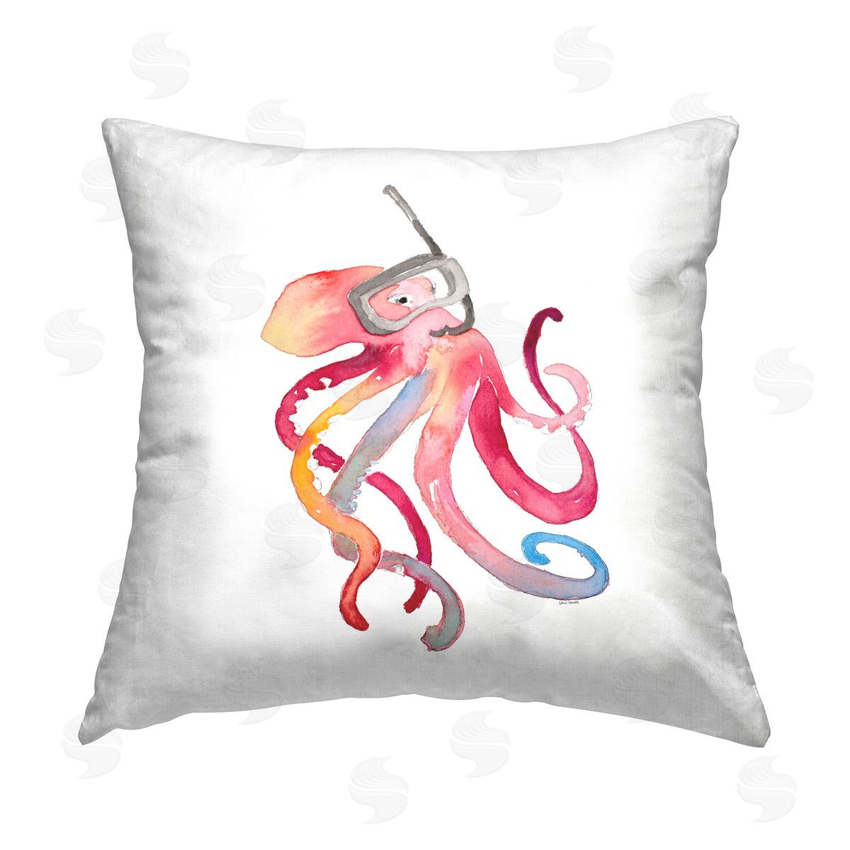 Lanie Loreth Snorkel Mask Octopus Printed Plush Polyester Throw Pillow