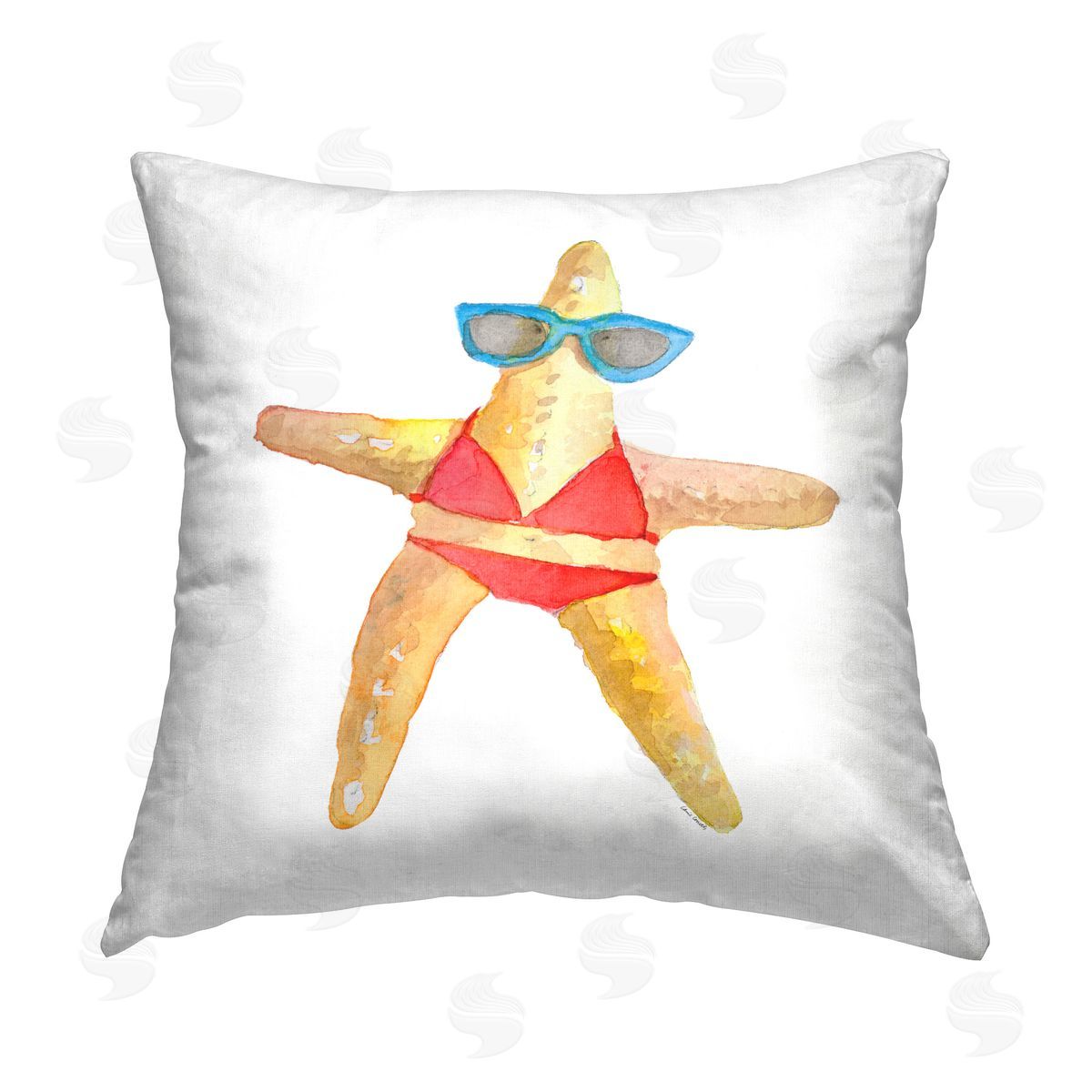 Lanie Loreth Fun Swimsuit Starfish Printed Plush Polyester Throw Pillow
