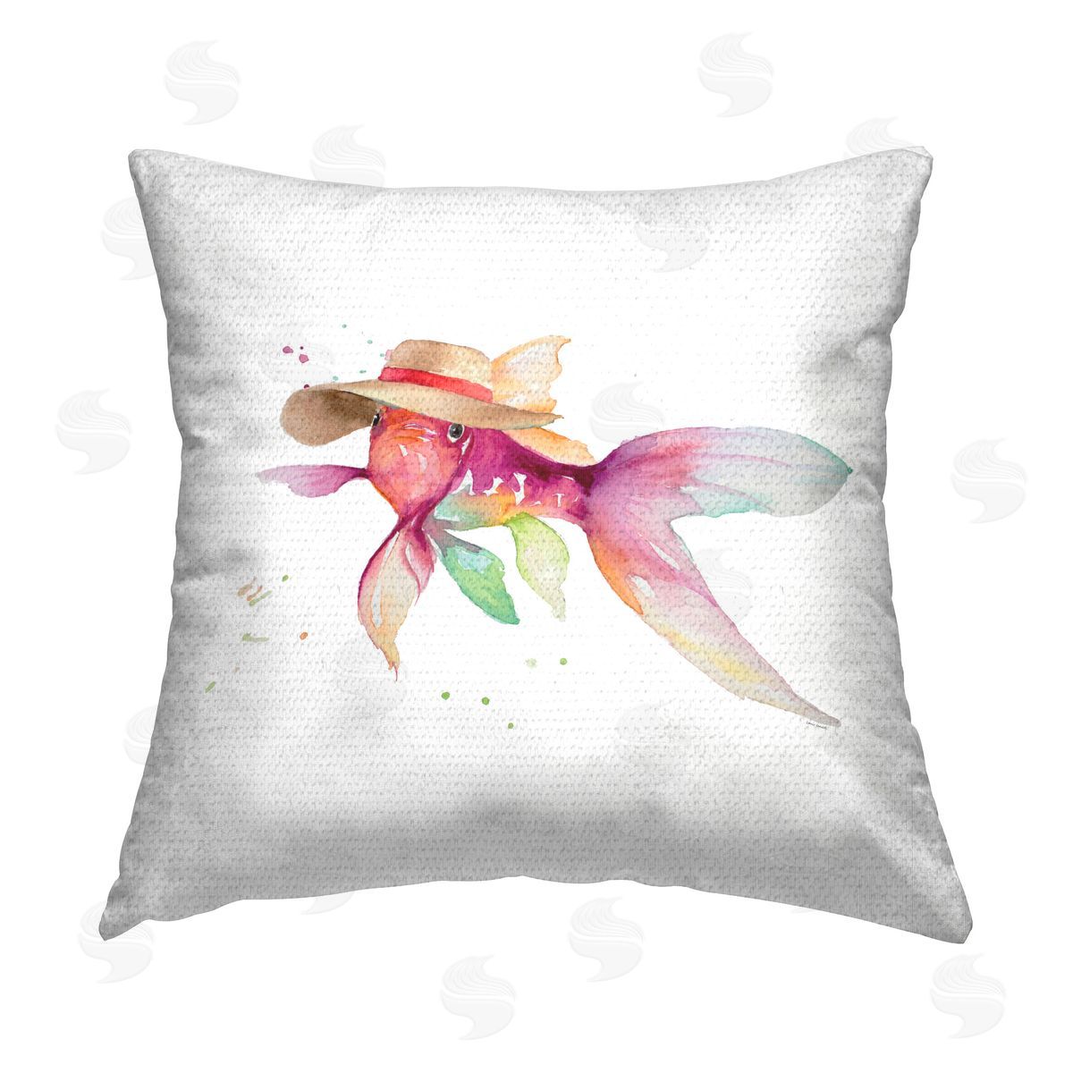 Lanie Loreth Beach Fish Watercolor Outdoor Quick-Dry Polyester Printed Throw Pillow