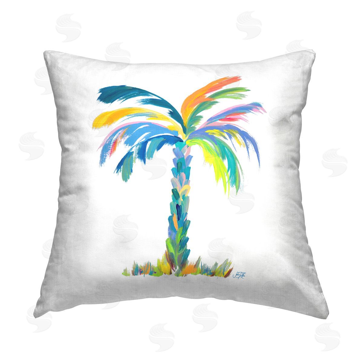 Julie DeRice Bold Brushed Palm Printed Plush Polyester Throw Pillow