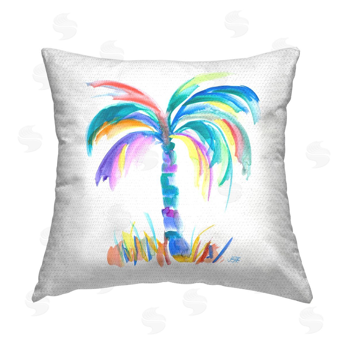 Julie DeRice Brushed Palm Tree Outdoor Quick-Dry Polyester Printed Throw Pillow