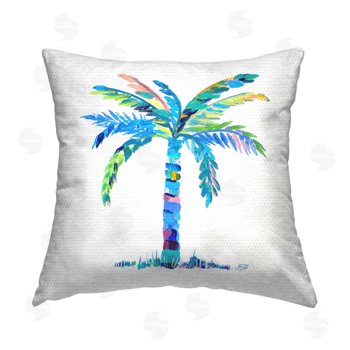 Julie DeRice Bold Blue Palm Tree Outdoor Quick-Dry Polyester Printed Throw Pillow