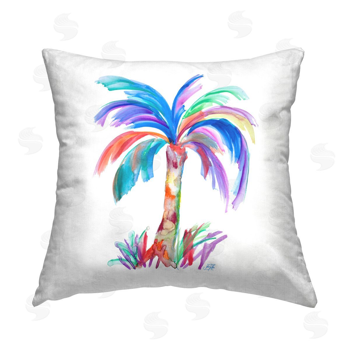Julie DeRice Bold Palm Tree Printed Plush Polyester Throw Pillow