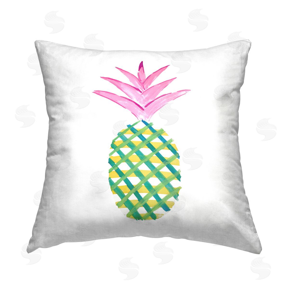 Julie DeRice Tropical Plaid Pineapple Printed Plush Polyester Throw Pillow