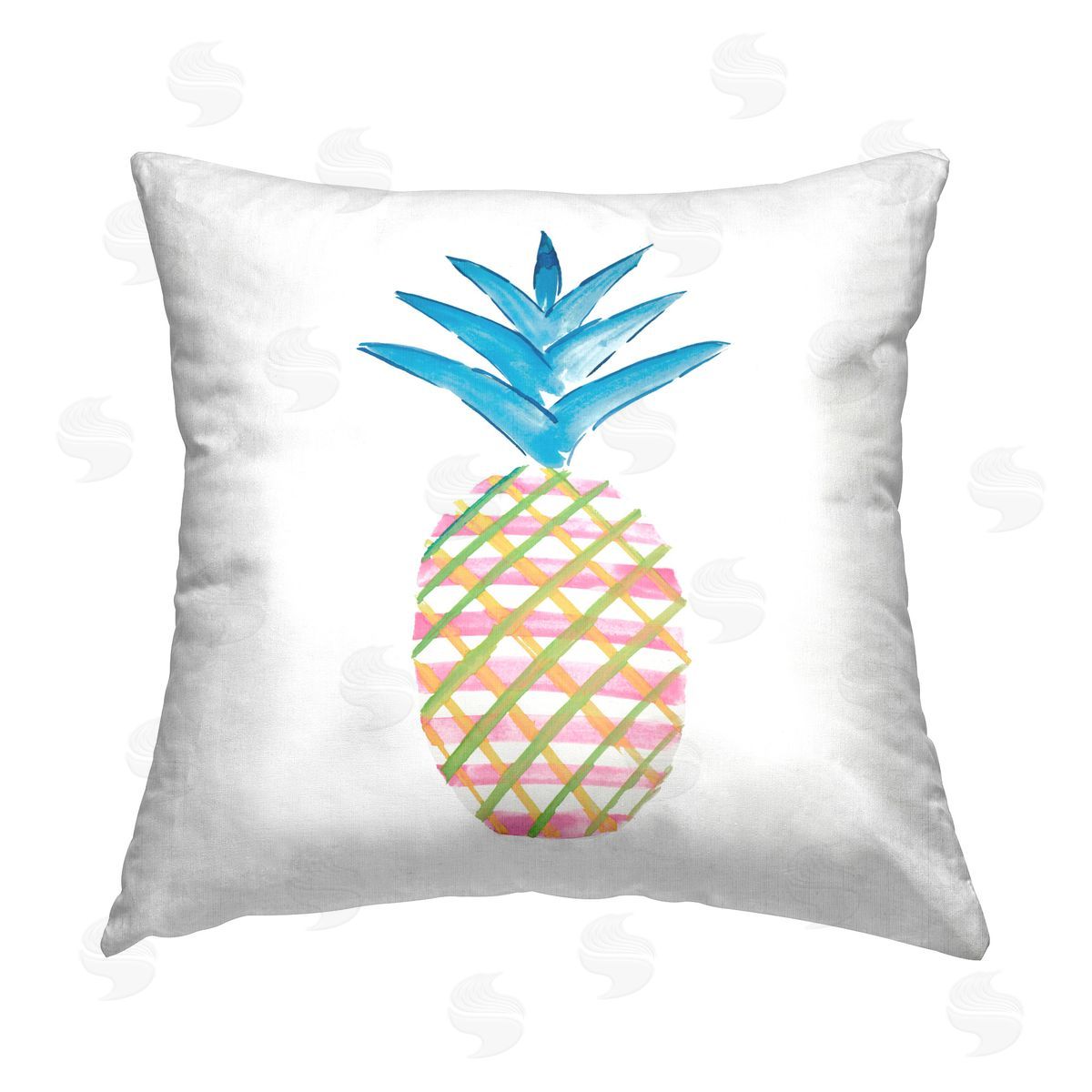 Julie DeRice Tropical Tartan Pineapple Printed Plush Polyester Throw Pillow